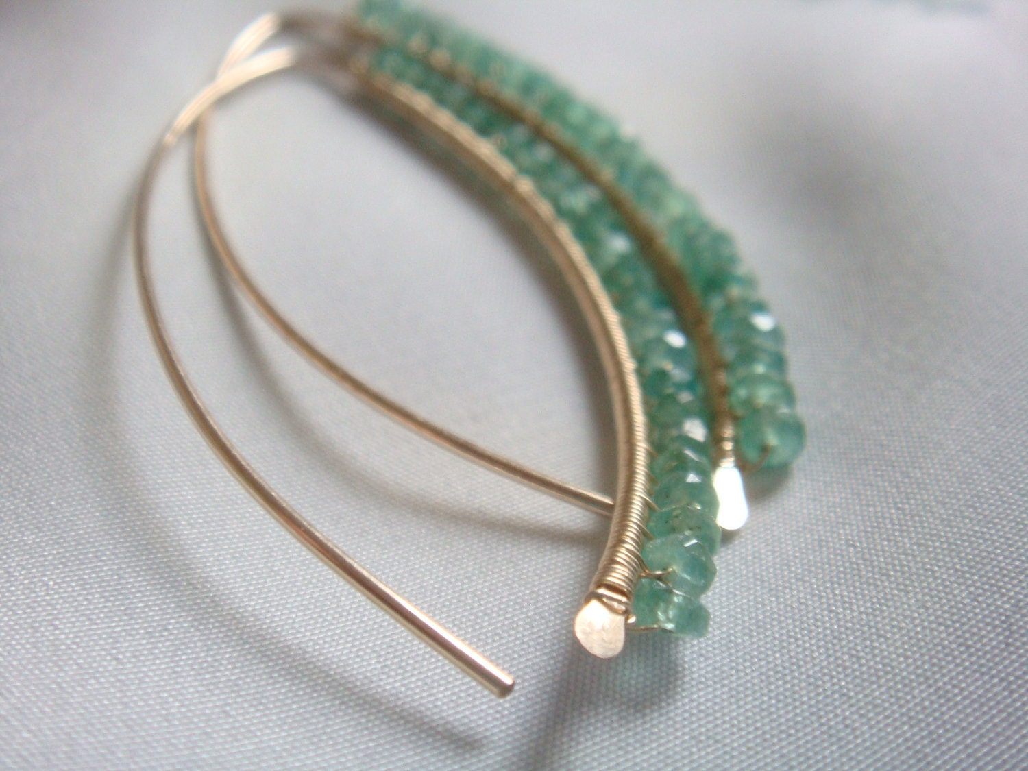earrings, leaf shape - ZAMBIAN EMERALD LEAF - gemstone emerald, 14k gold filled, day into night, modern classic, green, 2"