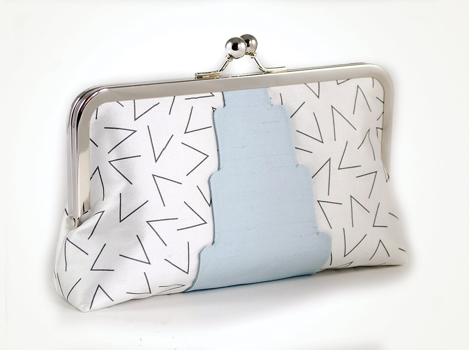 ON SALE Was 70 now 50 Silk clutch purse with triangles