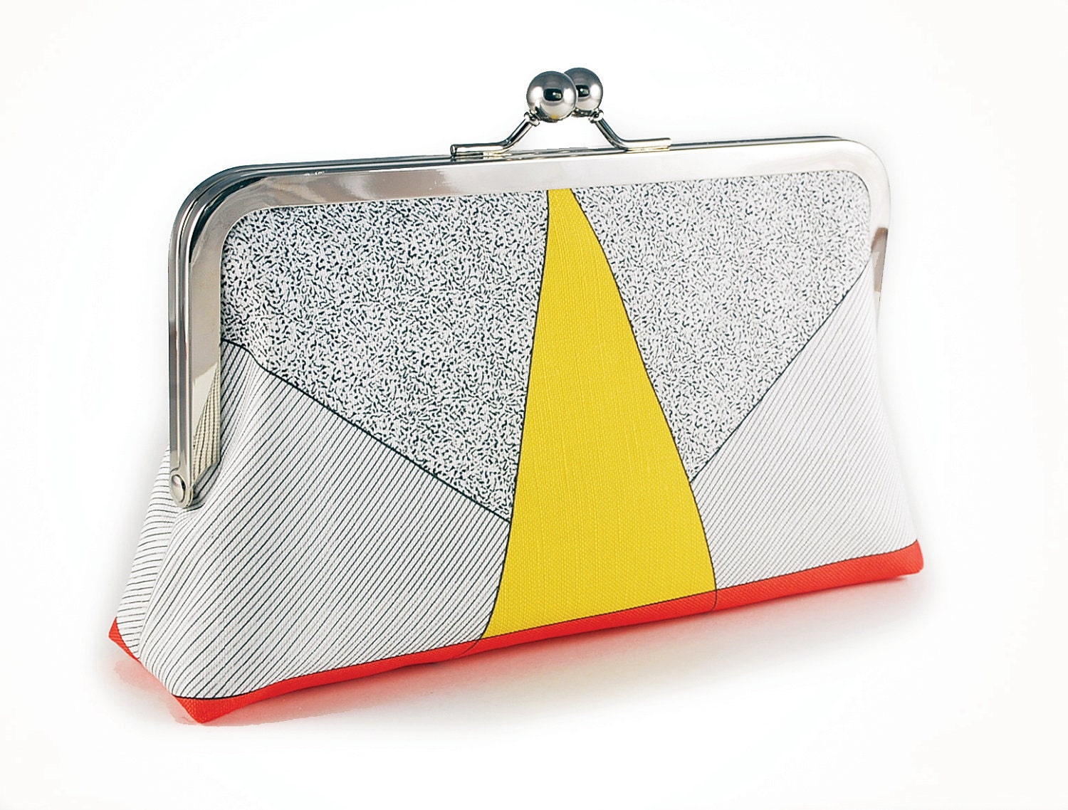 Clutch purse with yellow triangle