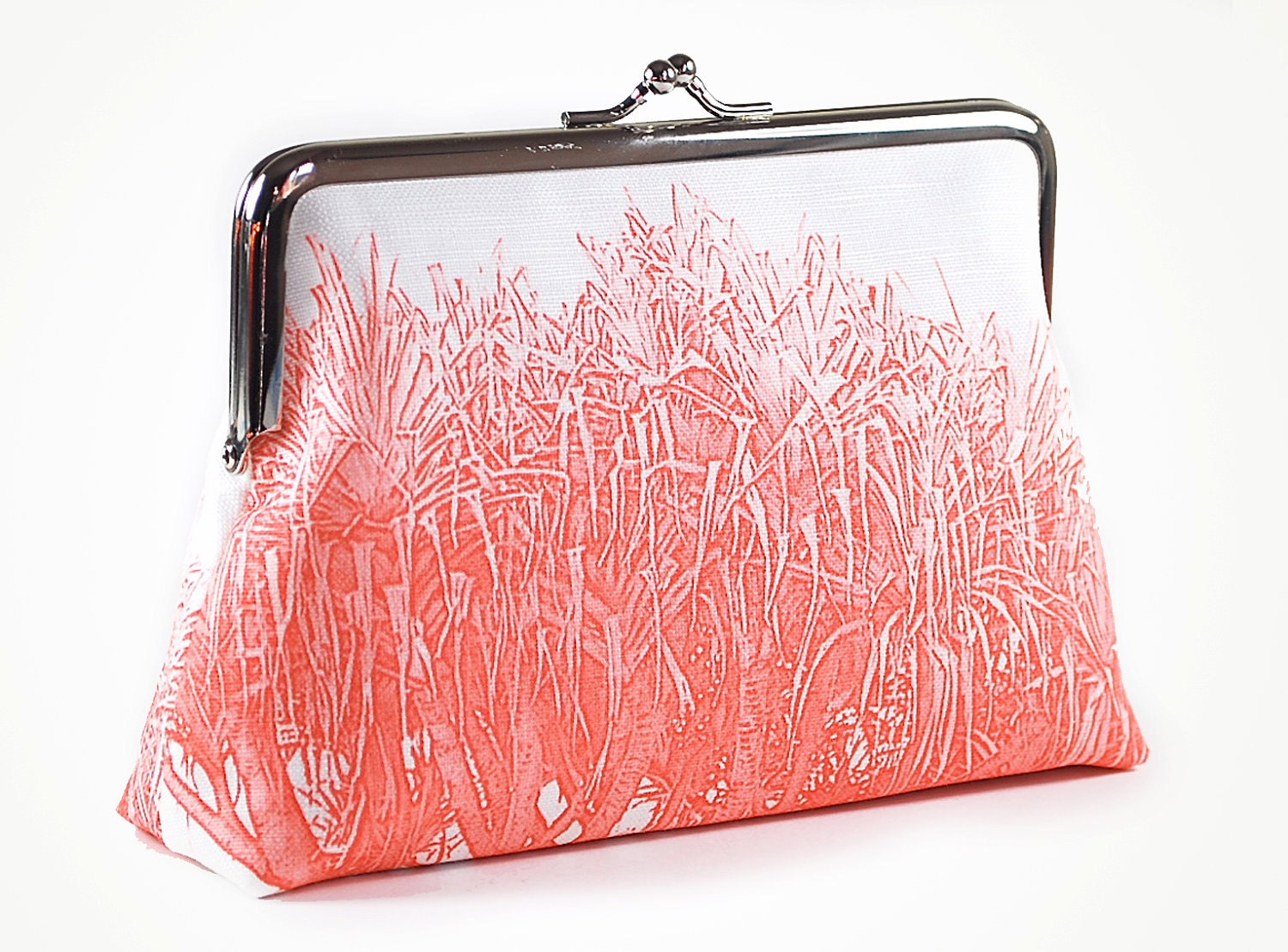 Orange clutch purse with palms