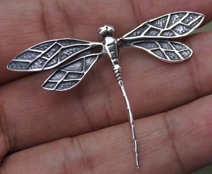 Amazing solid 925 Sterling Silver Dragonfly Pendant