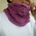 Purple Cowl with Beaded Flower, Chunky Neckwarmer