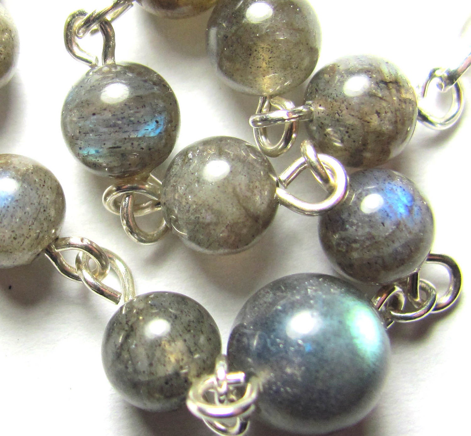 Labradorite Meditation  Beads, Chakra Bracelet, Yoga Jewelry in Gemstones and Sterling Silver