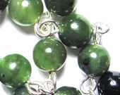 Meditation Prayer Bead Rosary Chakra Necklace in Jade and Sterling Silver