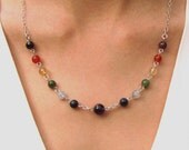 Chakra Necklace,Yoga Jewellery, Meditation Beads in Gemstones and Sterling Silver with Sterling Silver Necklace Chain
