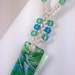 White Hemp Necklace with Blue and Green Glass Pendant and Matching Frosted Glass Beads