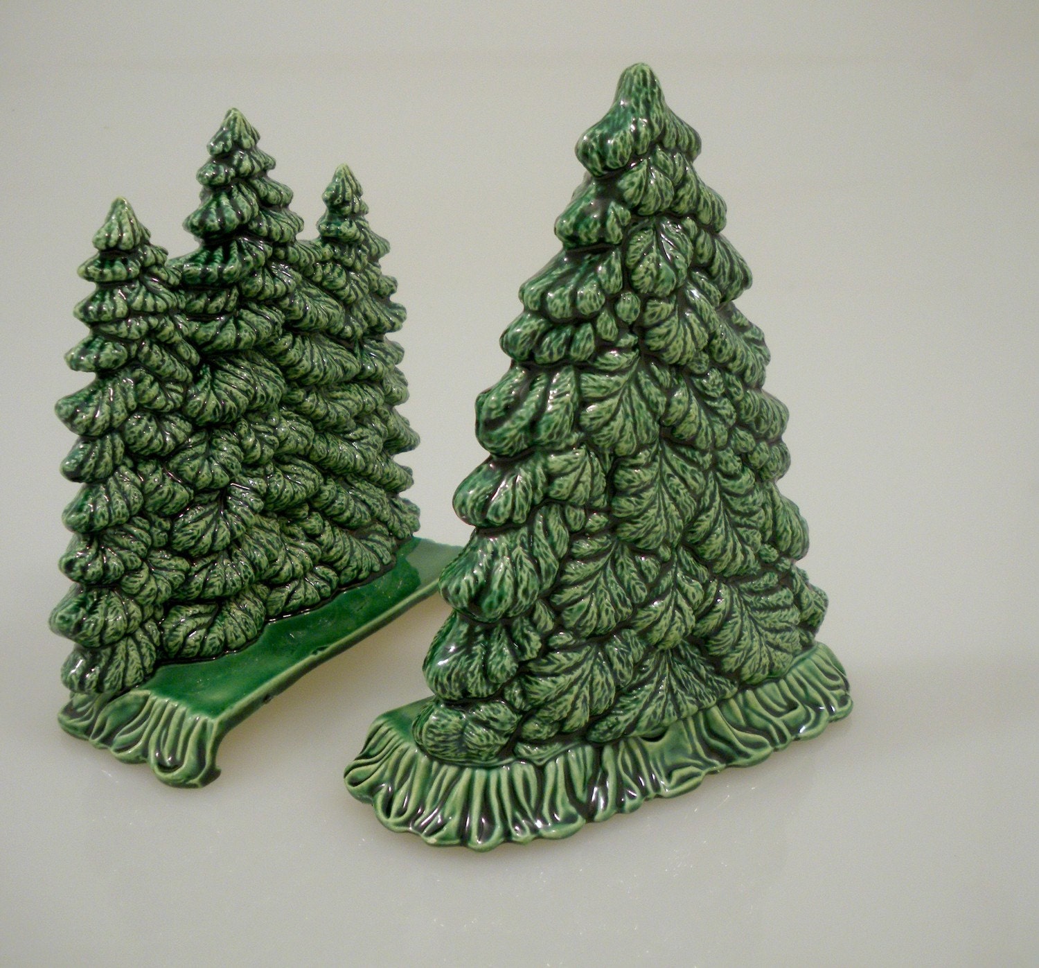 sale vintage green ceramic christmas tree bookends by sale vintage green ceramic christmas tree bookends by