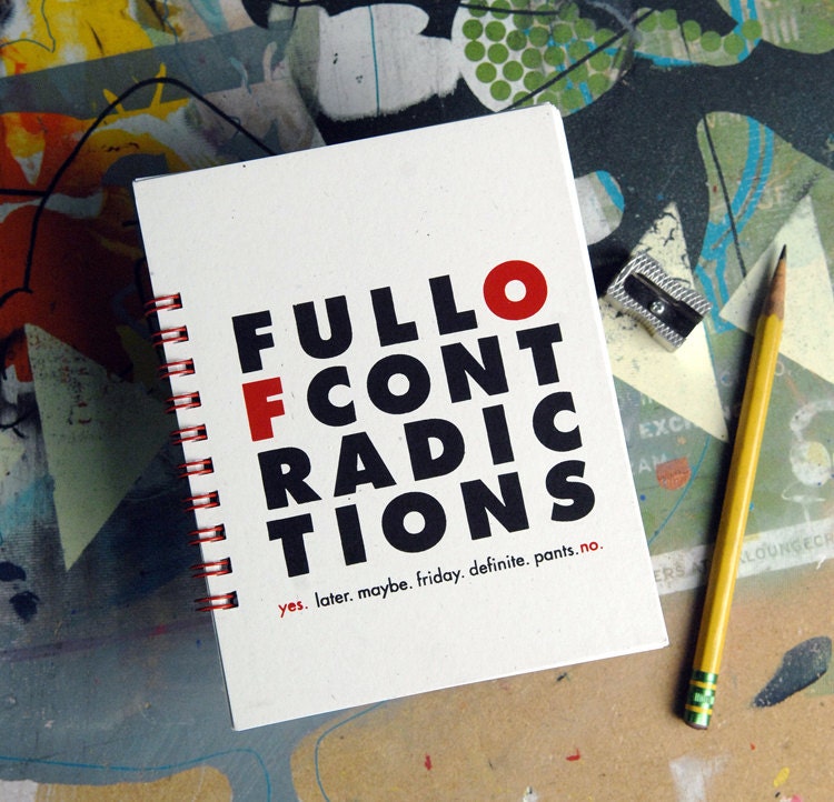 Contradictions - small hand pulled screenprint spiral sketchbook / notebook