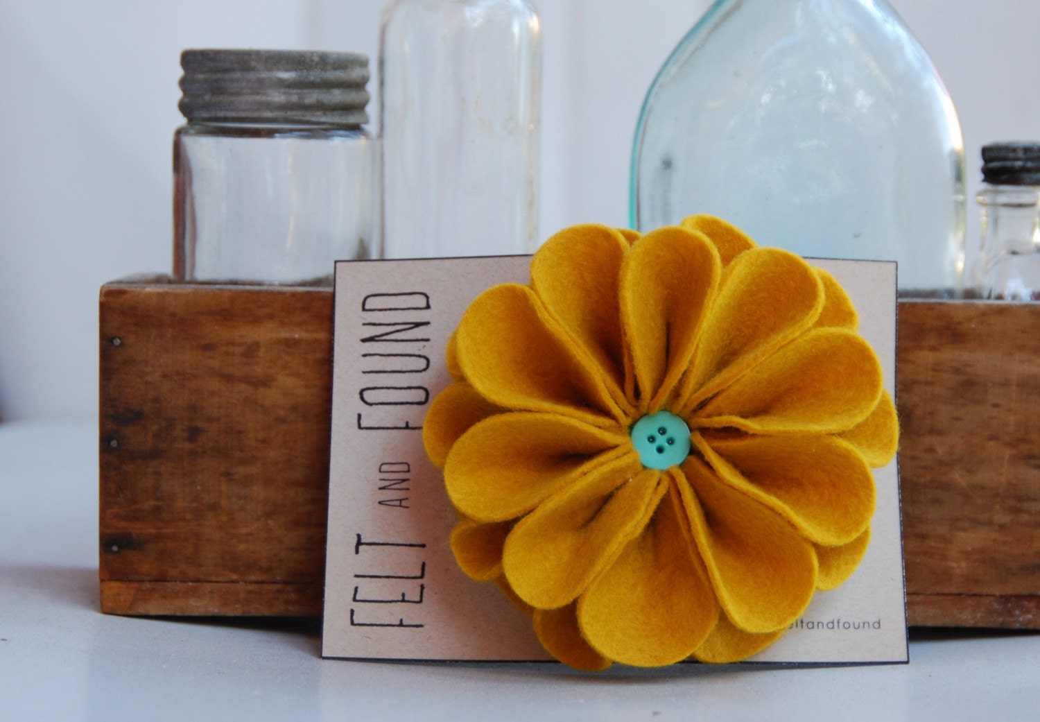 yellow felt flower hair clip