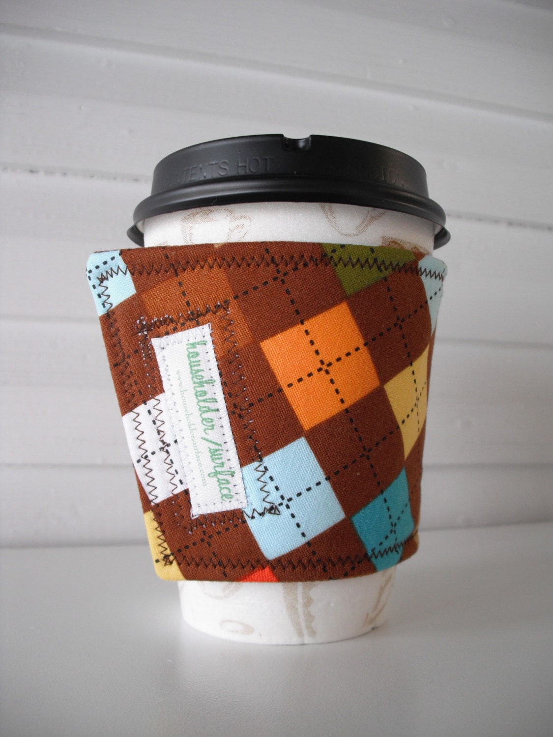 Coffee Cuff - Chocolate Argyle