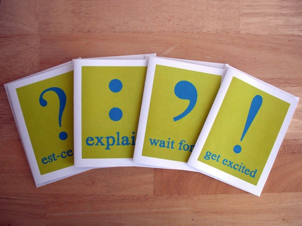 Punctuation Card Set - Yellow-Green and Blue