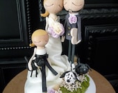 Family Wedding Cake Topper with Custom Wedding Dress and One child- Custom Keepsake by MilkTea