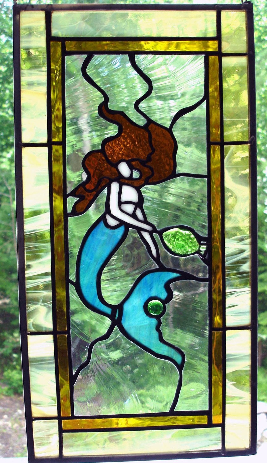 Mermaid Stained Glass Panel By DesignsStainedGlass On Etsy