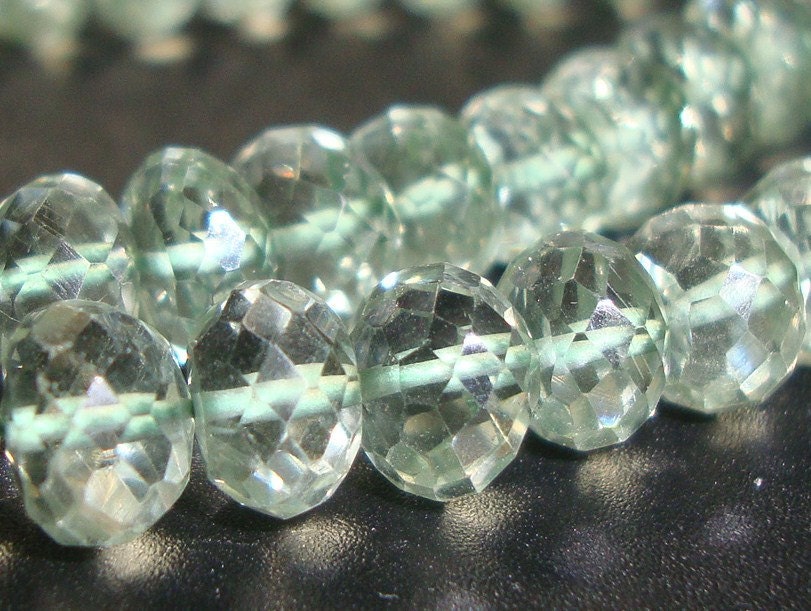 10 pcs, 6-7mm, AAA Large Genuine Prasiolite Green Amethyst Micro Faceted Rondelle