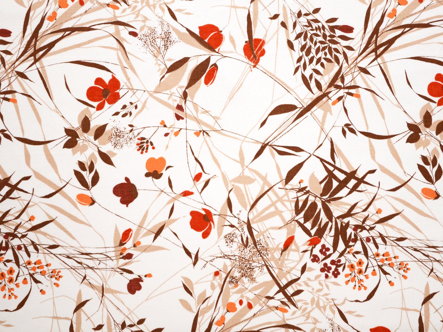 Brown & Red Floral Vintage Sheet - Fat Quarter (FBr001)