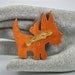 Antique Brooch Scottish Terrier Scottie Dog Carved Wood Hand Painted Jewelry