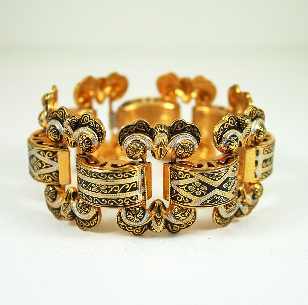 Vintage Bracelet Spanish Damascene Antique Jewelry