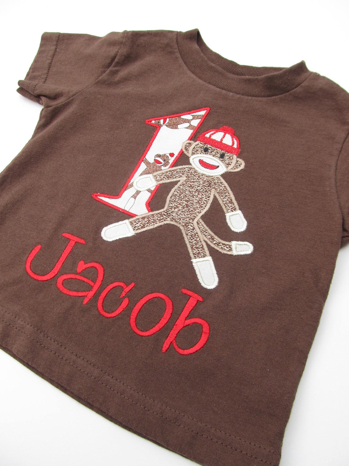Personalized Sock Monkey Birthday Shirt- Sock Monkey Birthday Shirt-  Appliqued Sock Monkey Birthday