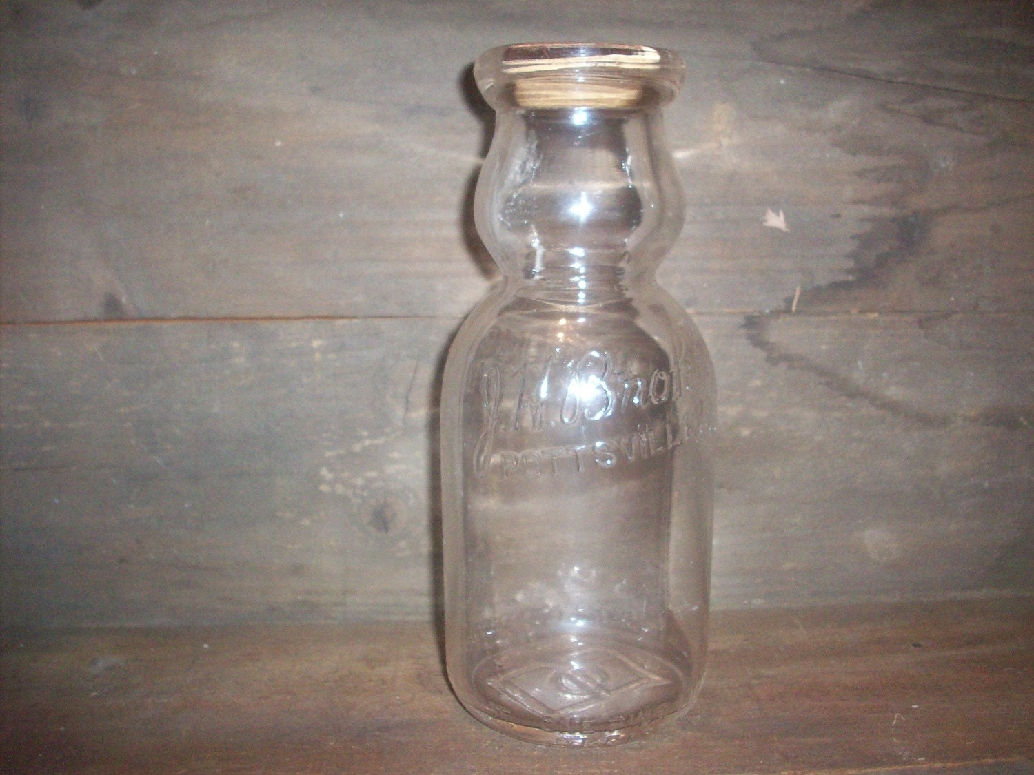 vintage clear glass cream top milk bottle embossed by njdigfinds