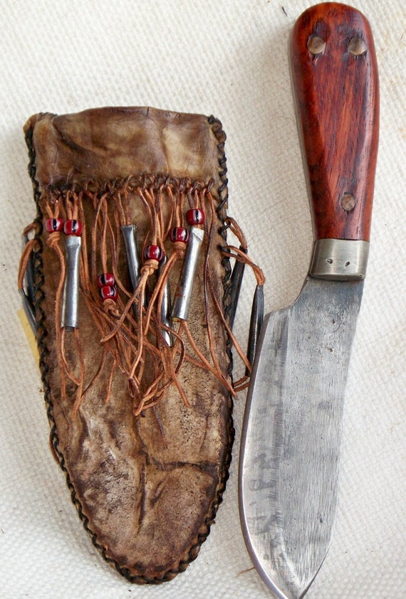 Primitive Nessmuk Hunting Knife with Rawhide Sheath by misstudy