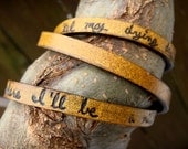 Ultra Long Hand Carved Custom Quote Leather Wrap Bracelet