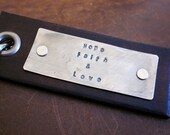 Hope Faith and Love Flat Back Leather Keychain