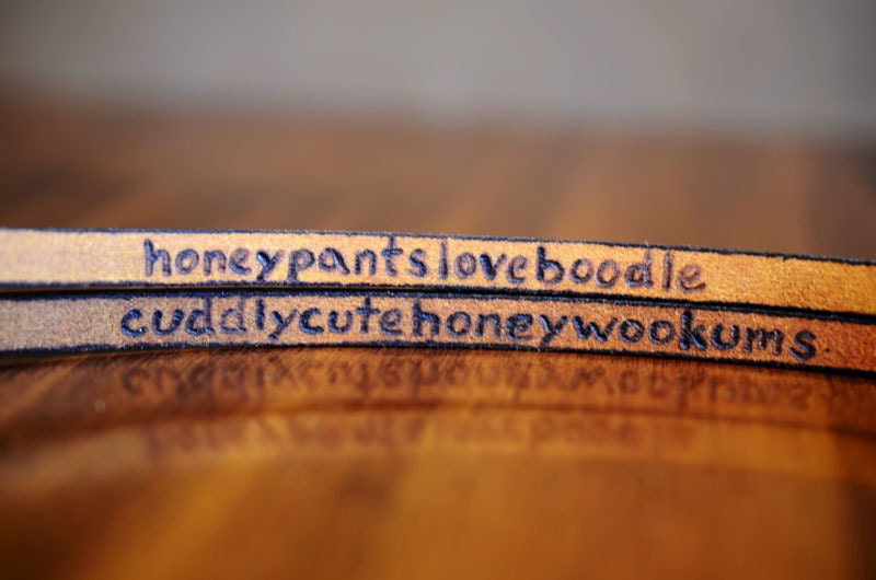 His and Hers  Pet Names Skinny Adjustable Leather Bracelet - Set of Two