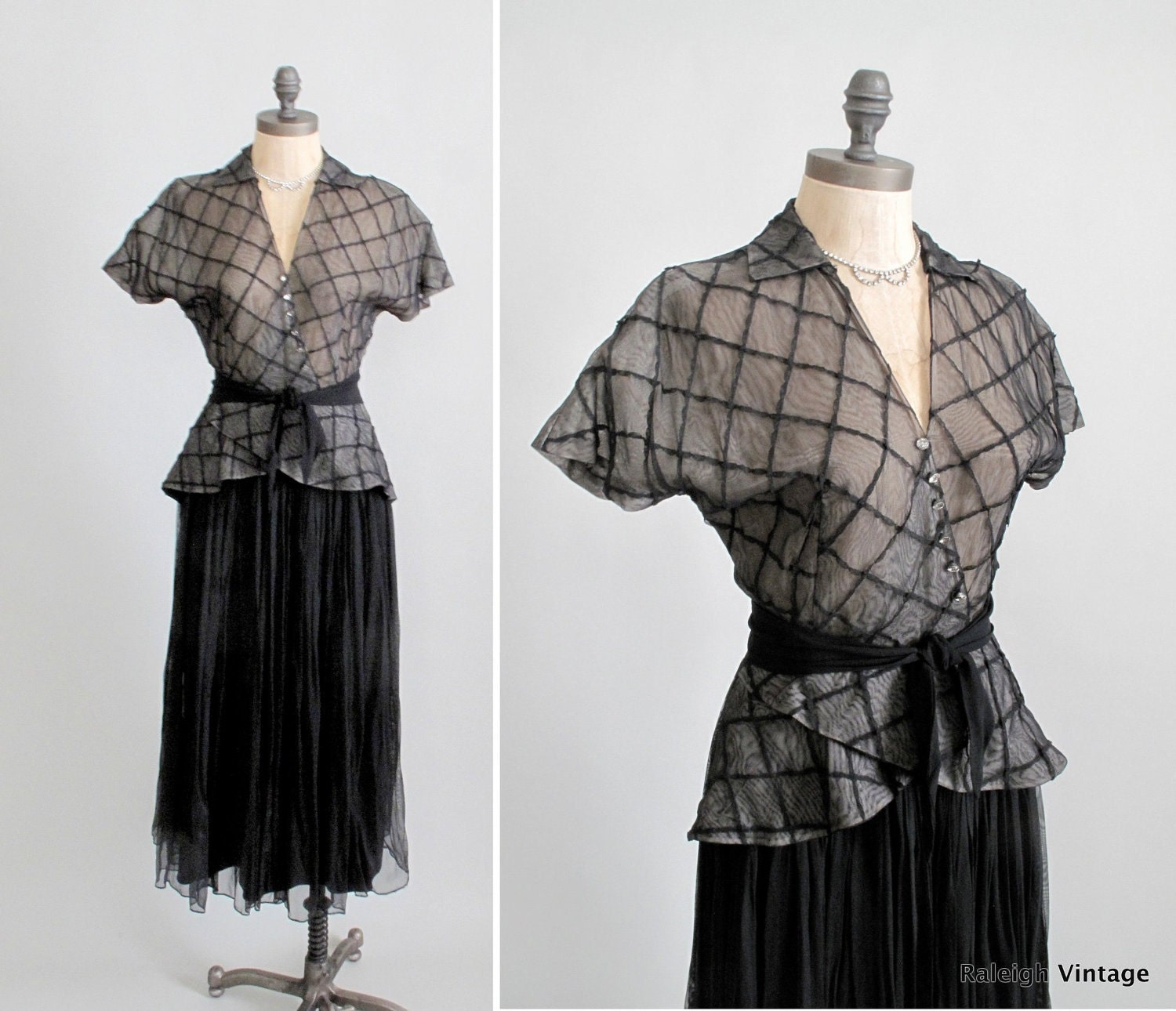 Vintage 1940s Dress : 40s Party Evening Dress
