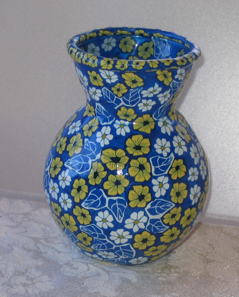 Polymer Clay Vase 4.5 inch Glass Vase Covered with by jbwolen