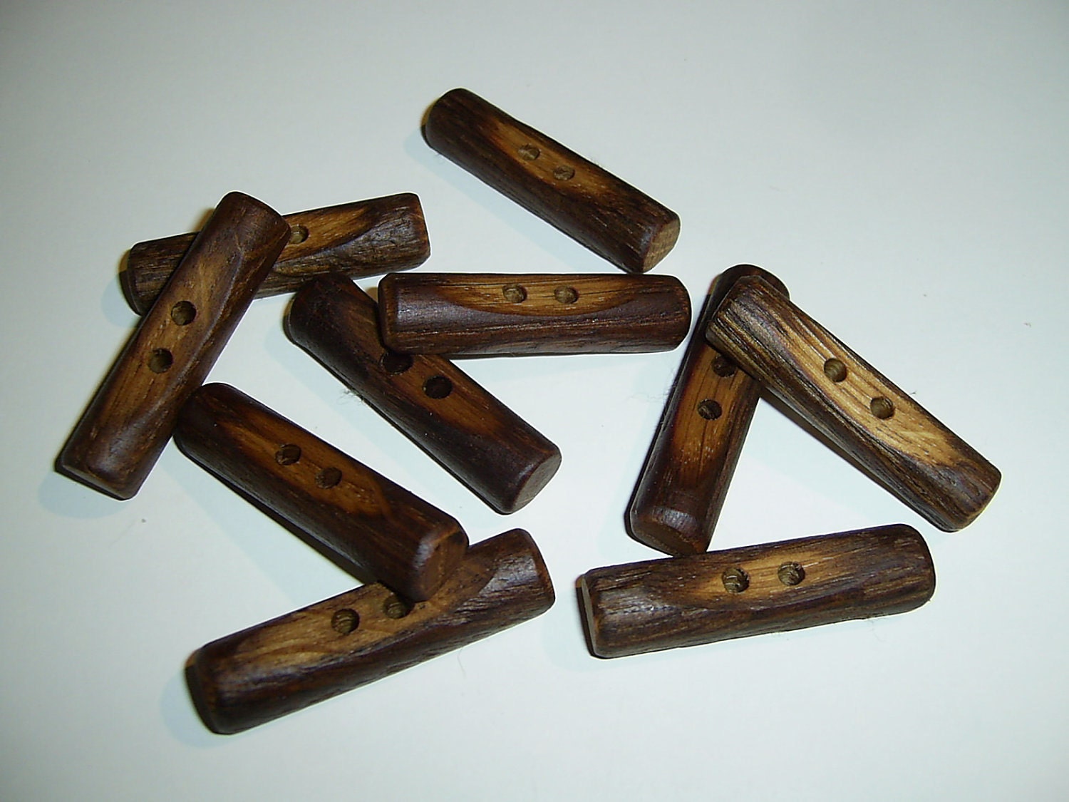 10 Handmade oak wood buttons, accessories