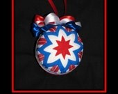 Handmade Red, White and Blue Quilted Ornament
