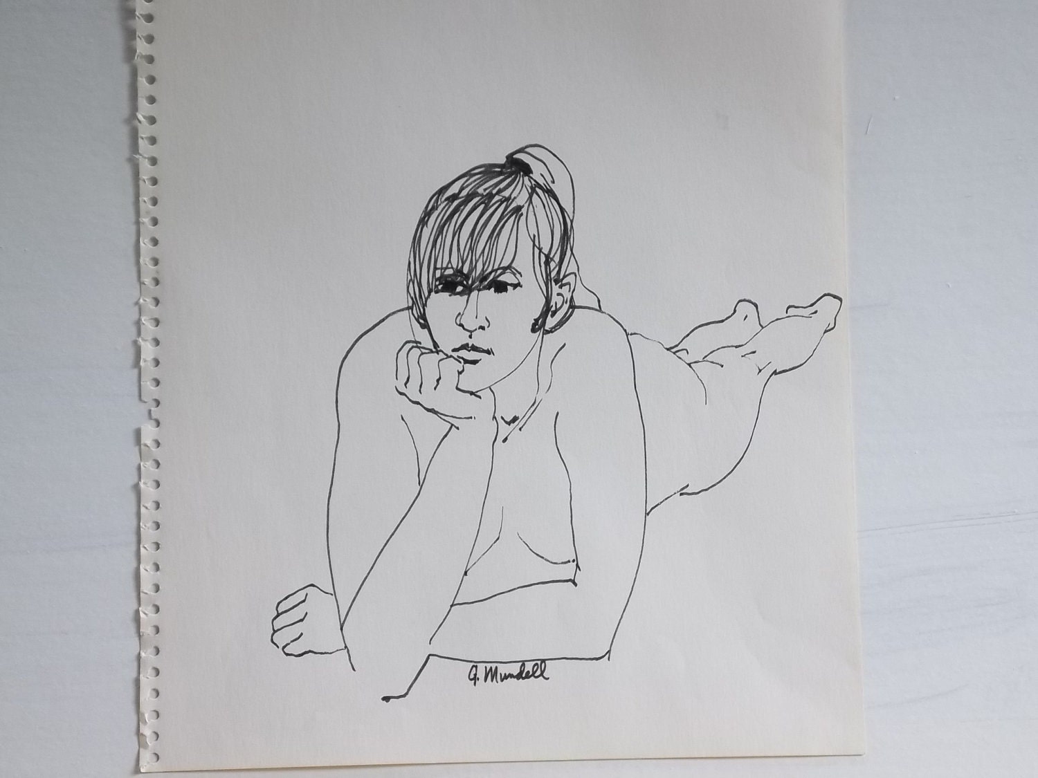 Original Figure Drawing ( leaning on her arms )