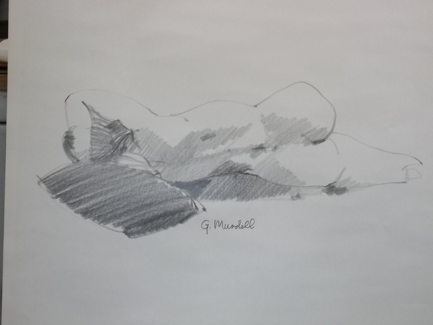 Reclining nude with pillow (pencil drawing)