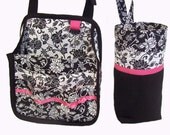 Hanging Car Organizer plus Trash Bag in White and Black