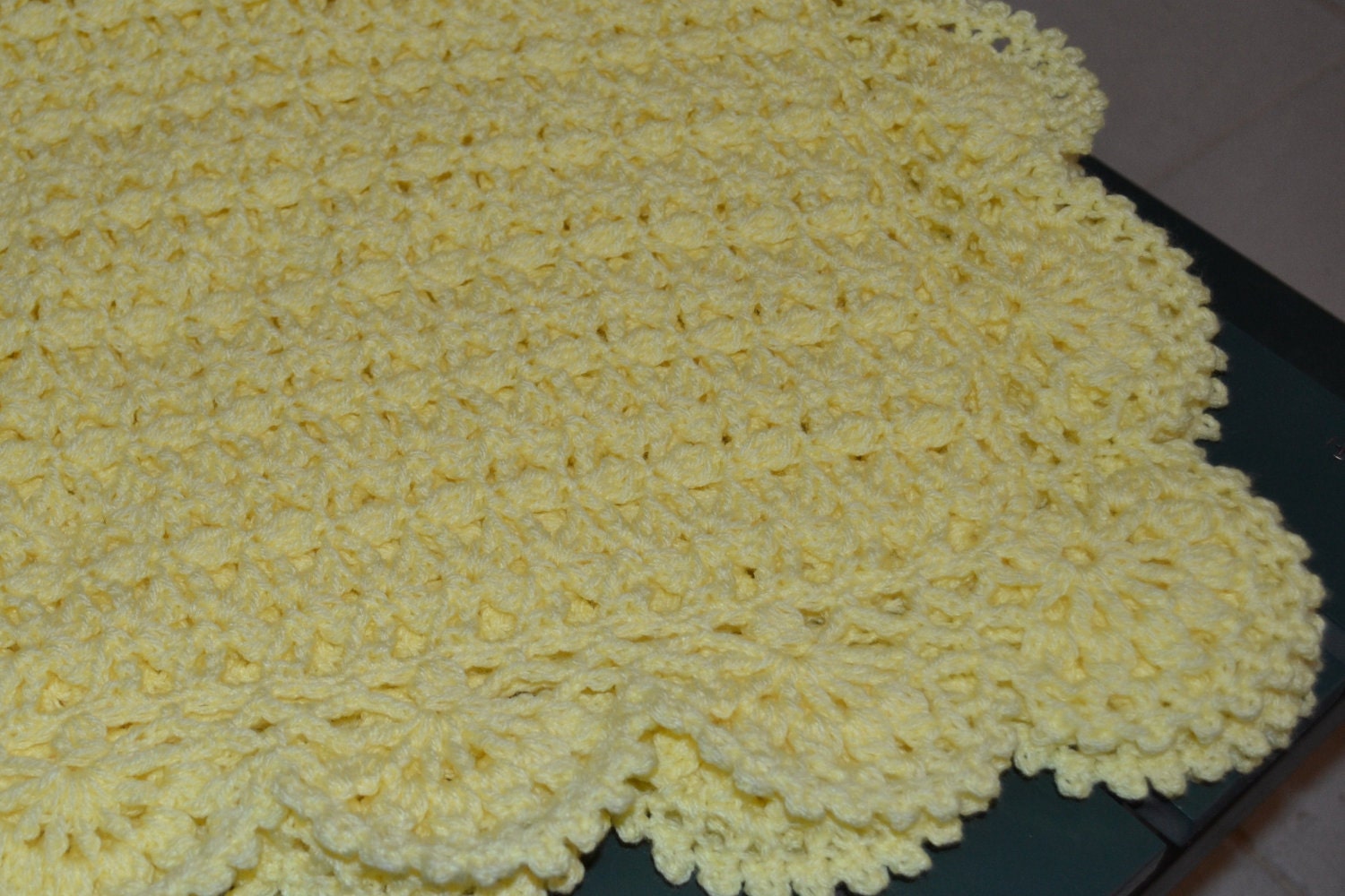 Bright Yellow Crocheted Baby Afghan