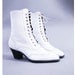 Vintage White Leather Combat Ankle Boots with Spectator Details Size 9