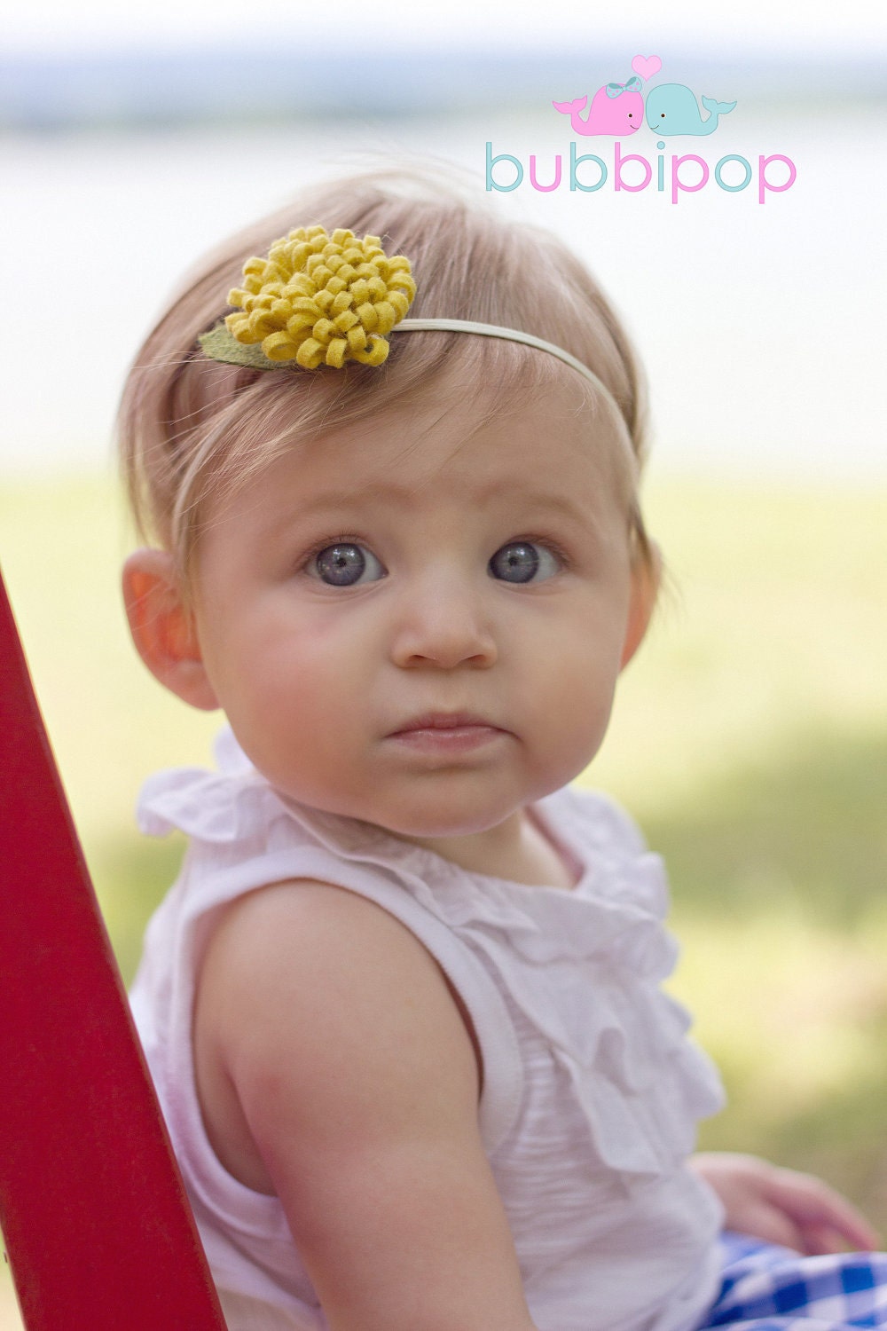 Mustard Yellow Wool Felt Shabby Chic Pom Rosette Headband (Newborn to Adult sizing Available)