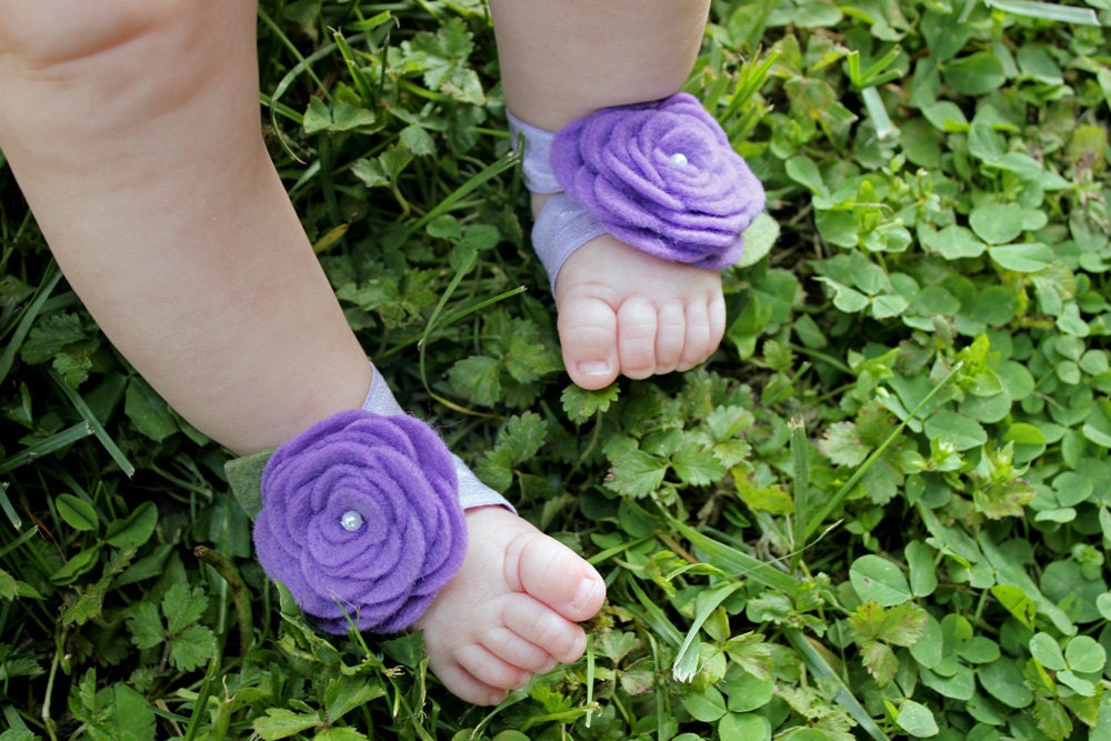 Boutique Petal Toes Fairy Feet Lilac Rosette Barefoot Baby Sandals INTRO PRICING