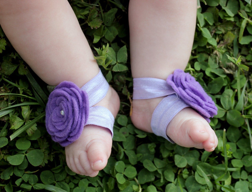Boutique Petal Toes Fairy Feet Lilac Rosette Barefoot Baby Sandals INTRO PRICING