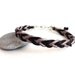Braided rocker cuff bracelet purple metallic and black leather unisex for men and women ooak