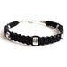 Leather bracelet mens black knotted macrame cuff glass unisex women rocker