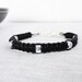 Leather bracelet mens black knotted macrame cuff glass unisex women rocker