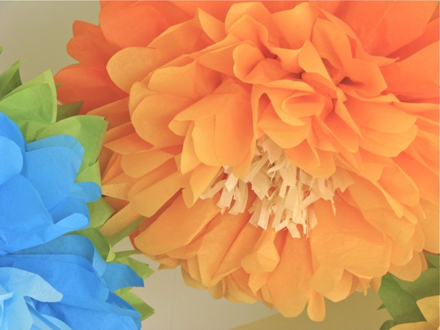 Wonderland in Bloom 5 Giant Hanging Paper Flowers, fantasy wedding, shower, nursery, photo booth, birthday decor, Party Blooms by Whimsy Pie