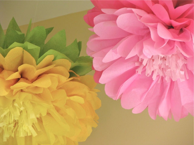 Wonderland in Bloom 5 Giant Hanging Paper Flowers, fantasy wedding, shower, nursery, photo booth, birthday decor, Party Blooms by Whimsy Pie