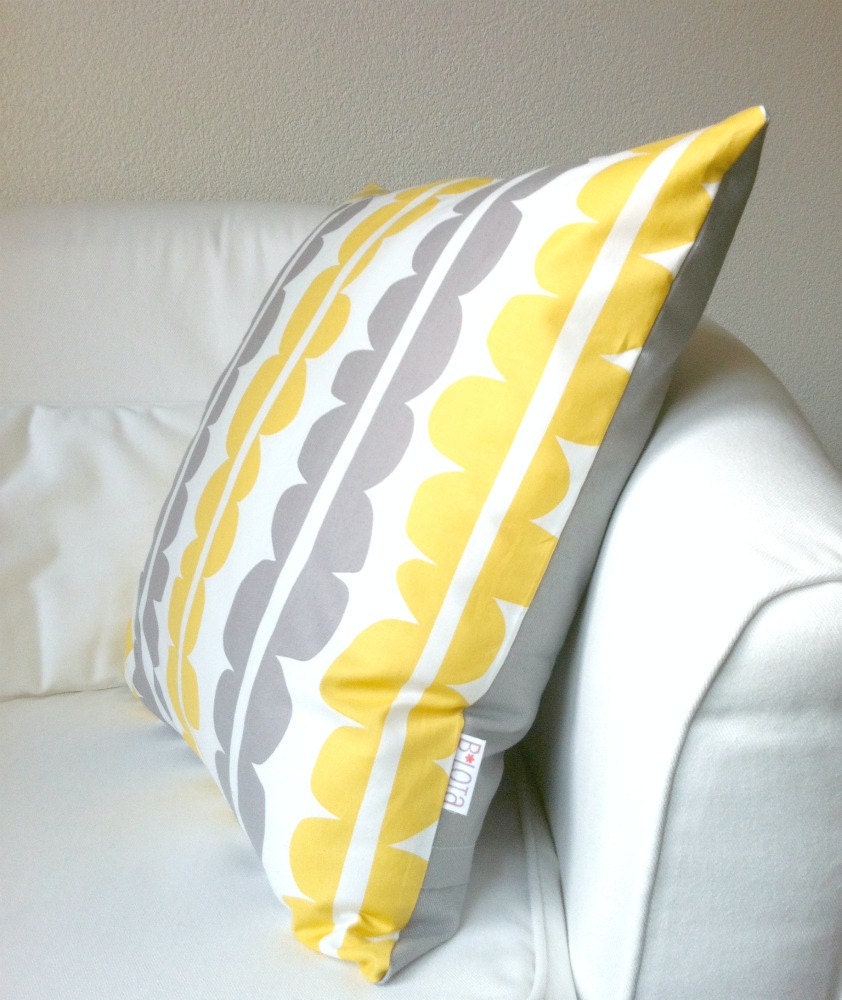 Throw Pillow Cover - Scandinavian Stones in Gray and Yellow