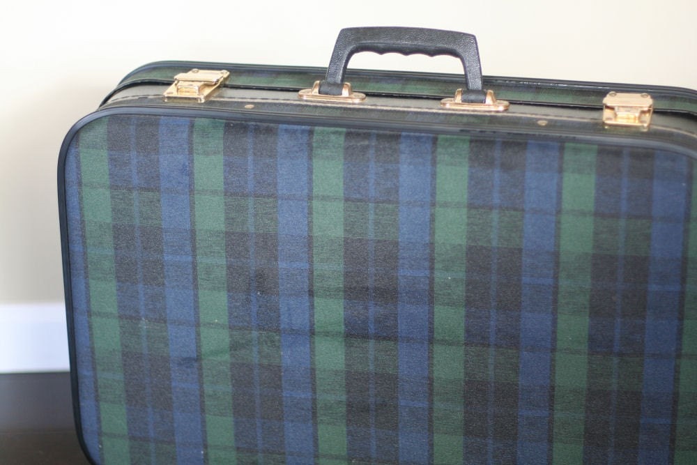 Vintage Plaid Suitcase Luggage