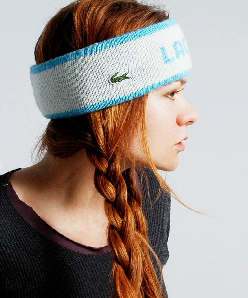 LACOSTE Wool and Silk KNIT HEADBAND - Ear Warmer - Classic Preppy Headband - Vintage 80s