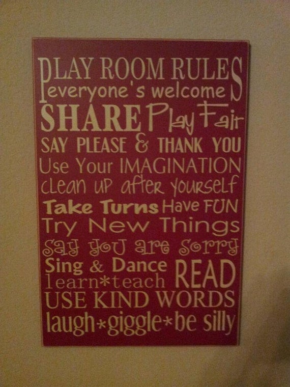 Play Room Rules. Subway style sign
