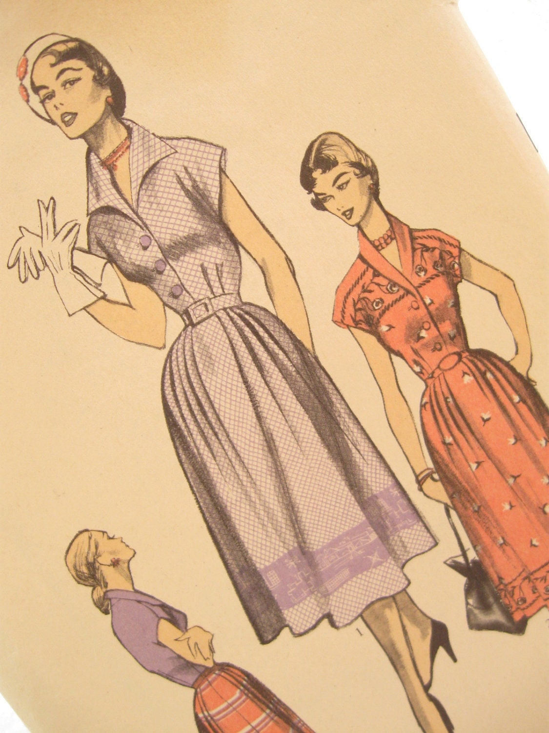 Vintage Women's Day Dress Sewing Pattern: Advance 5733, Bust 36