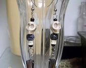 TOUCH Of GREY Howlite skulls dragon vein agate shark vertebrae and hanging shell shard earrings